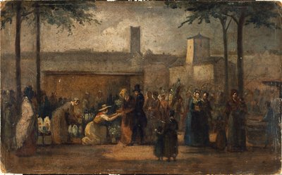 Kukkamarkkinat, n. 1839 (maalaus) tekijältä Jean Francois Demay
