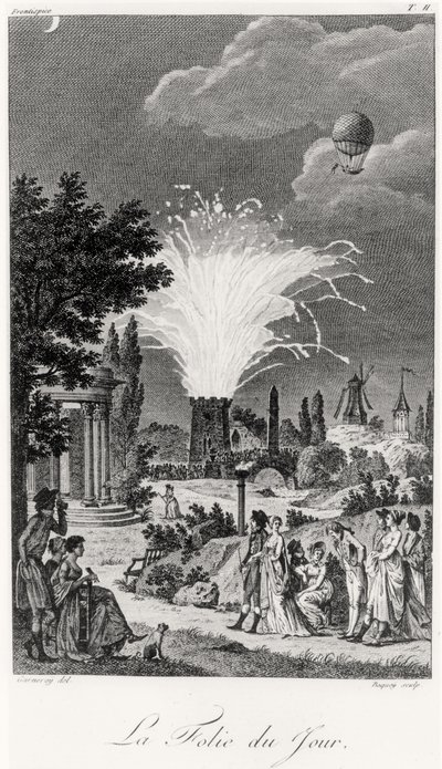Ilotulitus Jardin de Tivolissa, n. 1826 tekijältä Jean Francois Garneray