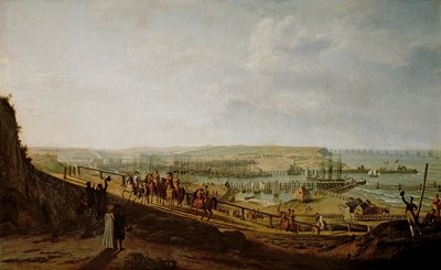 Napoleon I (1769-1821) vierailee Boulognen leirillä heinäkuussa 1804, 1806 tekijältä Jean Francois Hue