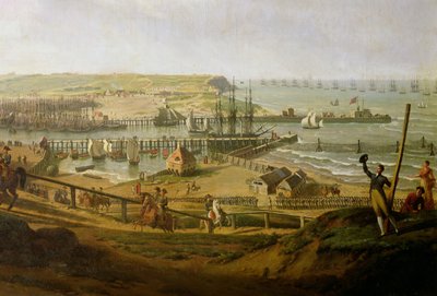 Napoleon vierailee Boulognen leirillä heinäkuussa 1804, yksityiskohta satamasta, 1806 tekijältä Jean Francois Hue