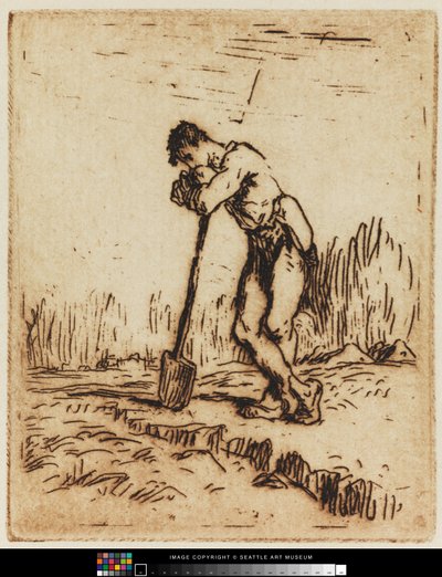 Mies nojaa lapioonsa tekijältä Jean Francois I Millet