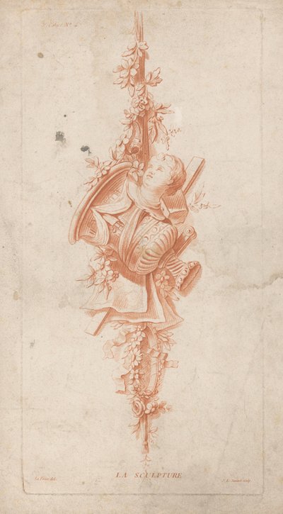 Veistos La Sculpture (nimi esineessä) Trophyt (sarjan nimi) 3. Cahier (sarjan nimi esineellä) tekijältä Jean Francois Janinet