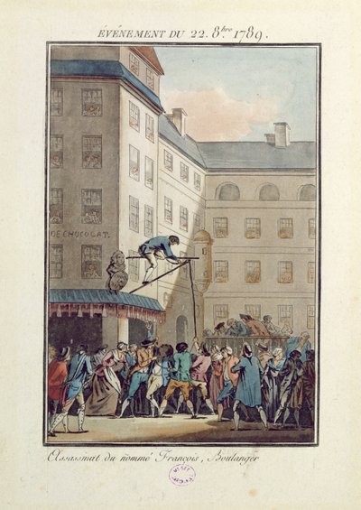 Tapahtumat 22. lokakuuta 1789: Leipurin Francois-nimisen miehen hirttäminen tekijältä Jean Francois Janinet