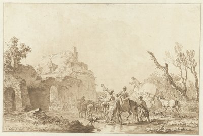 Matkustajat portilla palkka tekijältä Jean Francois Janinet