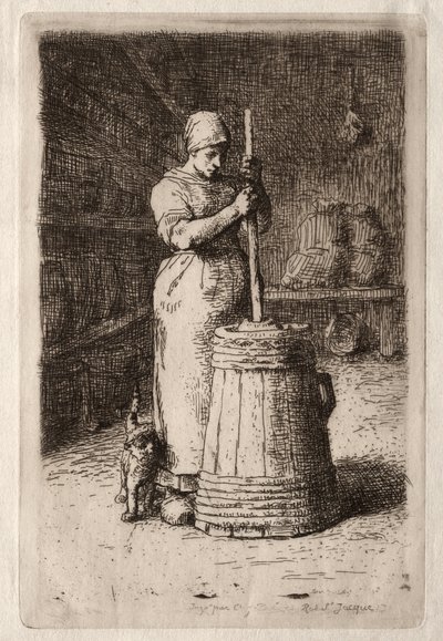Eine Frau beim Buttern von Jean-Francois Millet