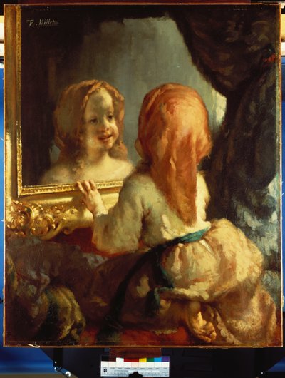 Antoinette Herbert katsoi peilistä, n. 1844 tekijältä Jean Francois Millet