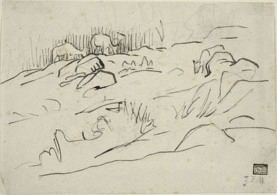 Maisema karjan kanssa tekijältä Jean Francois Millet