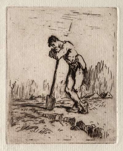 Mies nojaa lapioon. tekijältä Jean Francois Millet