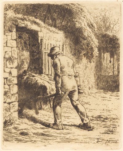 Mies kottikärryillä (lannasta palaava talonpoika) tekijältä Jean Francois Millet