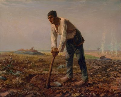 Mies, jolla on kuokka. 1860-1862 tekijältä Jean Francois Millet