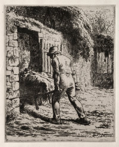 Talonpoika palaa lantakasasta, 1855-1856. tekijältä Jean Francois Millet