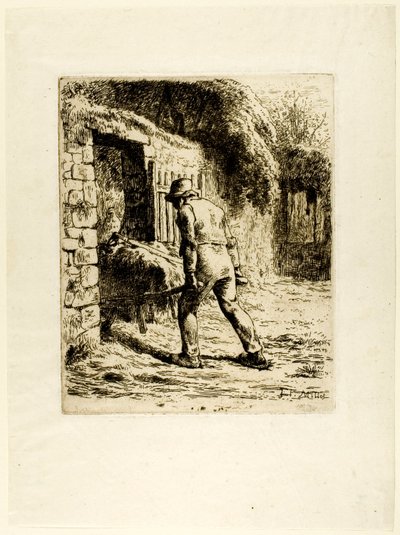Bauer mit Schubkarre von Jean-Francois Millet