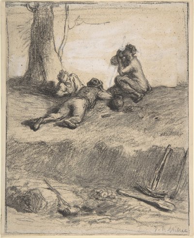 Straßenarbeiter beim Mittagessen, ca. 1850-52 von Jean Francois Millet