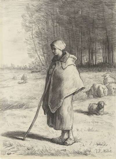 Paimentar nojaa kepille tekijältä Jean-Francois Millet