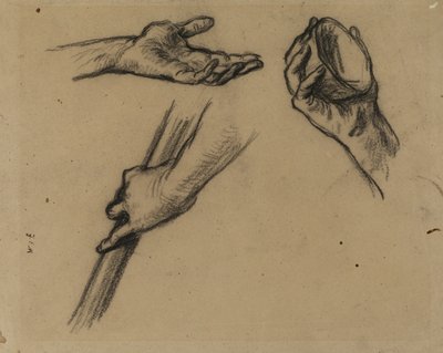 Käsien tutkimukset (hiili paperille) tekijältä Jean Francois Millet