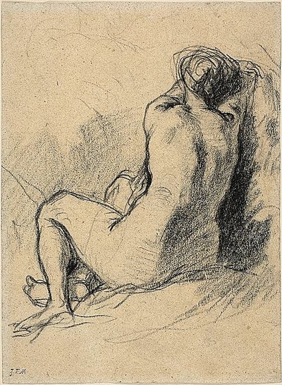 Tutkimus: Piirrokset talonpoikien työstä (kääntöpuoli). tekijältä Jean Francois Millet