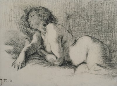 Tutkimus makaavasta naisaktista (hiili paperille) tekijältä Jean Francois Millet
