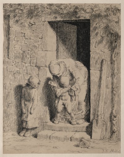 Äidin varotoimet tekijältä Jean Francois Millet