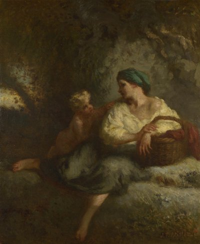 Kuiskaus, c. 1846 tekijältä Jean Francois Millet