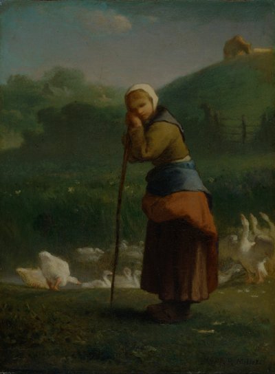 "Hanhentyttö Gruchyssa", 1854-6 tekijältä Jean Francois Millet