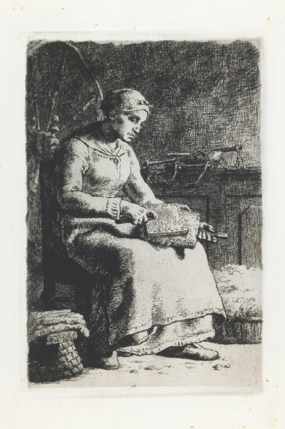 Nainen karstaus villaa tekijältä Jean Francois Millet