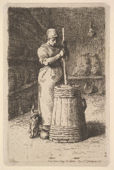 Nainen murskaa voita, 1855-56. tekijältä Jean Francois Millet