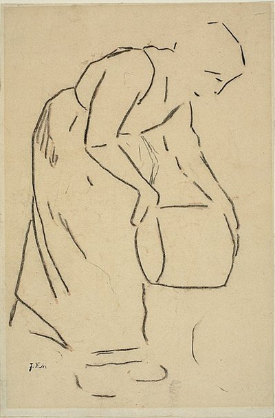 Nainen tyhjentämässä sankoa tekijältä Jean Francois Millet