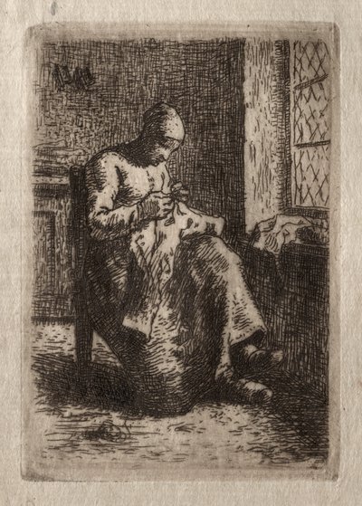 Frau beim Nähen von Jean-Francois Millet