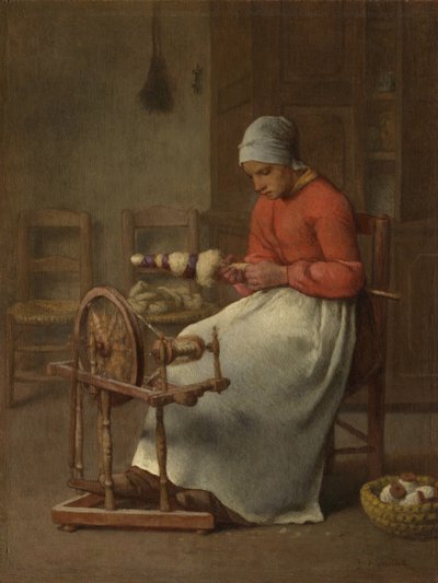 Woman Spinning, n. 1855-1860 tekijältä Jean Francois Millet