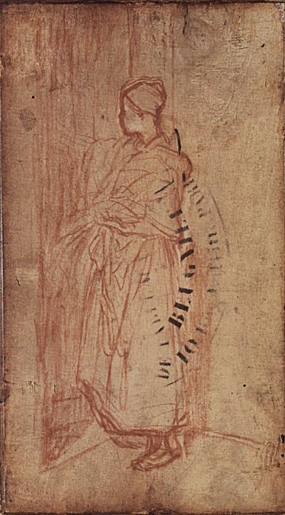 Nuori nainen, joka ottaa lakanat hyllyltä, n. 1850-52 tekijältä Jean Francois Millet