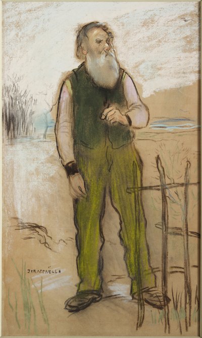 Mies kaupungin laitamilla, noin 1885 (mustaliitu ja pastelli paperille). tekijältä Jean Francois Raffaelli