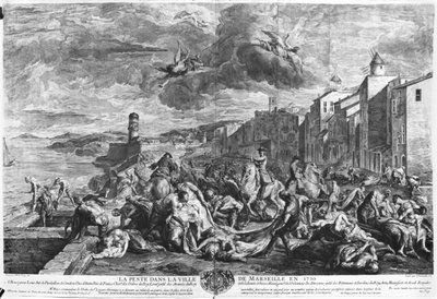 Vuoden 1720 rutto Marseillessa, kaiverrus Simon Thomassin (1655-1733) 1727 (kaiverrus) (m/v kuva) tekijältä Jean Francois de (after) Troy