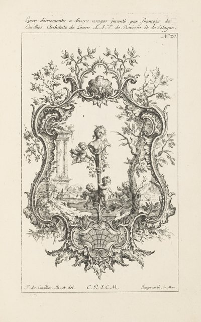 Cartouche-suunnittelu tekijältä Jean François Cuvilliés