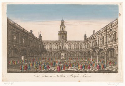 Näkymä Lontoon Royal Exchangen sisätiloihin Vuë Interieure de la Bourse Royale à Londres (otsikko esineessä) tekijältä Jean François Daumont