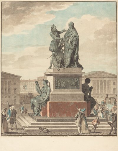 Kuninkaalle rakennettavan muistomerkin hanke tekijältä Jean François Janinet after Jean Michel Moreau