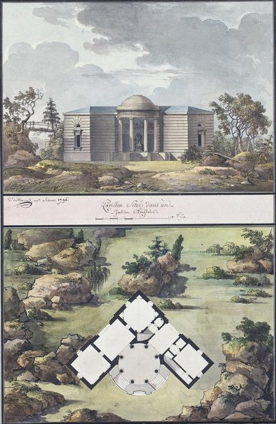 Paviljonki englantilaisessa puutarhassa, 1795 tekijältä Jean François Thomas de Thomon