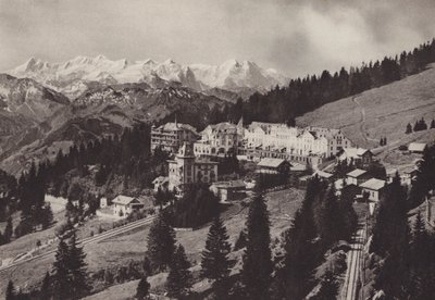 Grand Hotel, Rigi Kaltbad, joka sijaitsee Vitznau Rigi Kulmin hammasradan varrella (m/v kuva) tekijältä Jean Gaberell