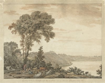 Näkymä Castel Gandolfolle ja Albano-järvelle tekijältä Jean Grandjean