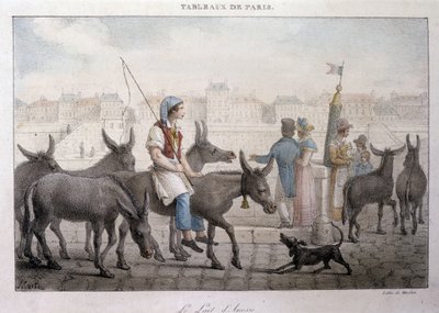 Entinen katukauppa Pariisissa: aasinmaidon kauppias (Ane dans Paris) - Jean Henry Marlet