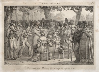 Pariisin kohtaukset: Promenade in Tuileries. Mitä he katsovat? tekijältä Jean Henri Marlet