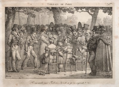 Pariisin kohtaukset: Promenade in Tuileries. Mitä he katsovat? tekijältä Jean Henri Marlet