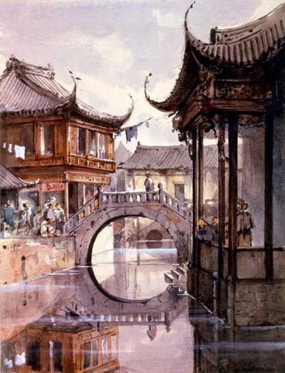 Näkymä Shanghaista, Kiinasta, c1860 tekijältä Jean Henri Zuber