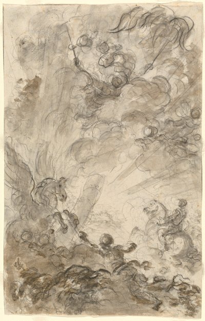 Bradamante yrittää saada kiinni hippogryfistä [recto] tekijältä Jean Honore Fragonard