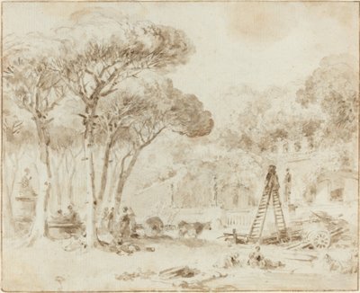 Italian huvilan puutarhat (Villa Medici?) tekijältä Jean Honore Fragonard