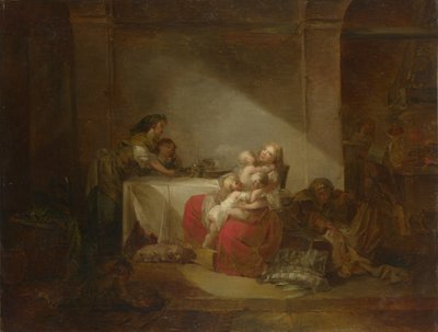 Sisätilojen kohtaus. Onnellinen äiti, 1700-luvun toinen puoli. tekijältä Jean Honore Fragonard