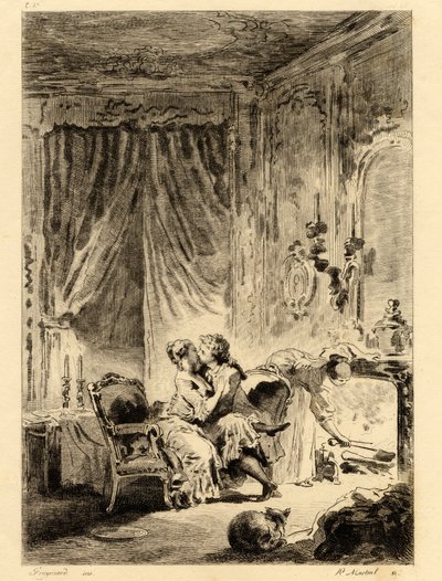 Jean de la Fontaine (1621-1695). "" Tarinoita. Saint Julienin rukous”, Fragonardin (1732 - 1806) kuvitus. Piirustus. tekijältä Jean Honore Fragonard