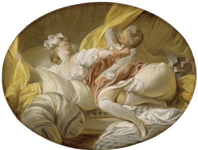 La Resistence Inutile (Useless Resistance), kirjoittanut Fragonard, Jean Honore (1732-1806). Öljy kankaalle. Mitat: 45 x 60,5 cm. Tukholman kansallismuseo tekijältä Jean Honore Fragonard