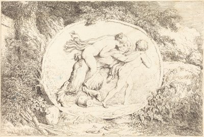 Nymfi Astride a Satyr (Nuori tyttö hajallaan satyyri) tekijältä Jean Honore Fragonard