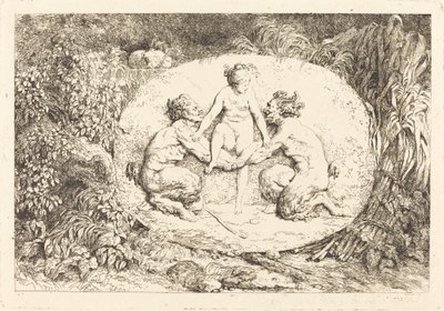 Nymfi, jota tukee kaksi satyyriä tekijältä Jean Honore Fragonard