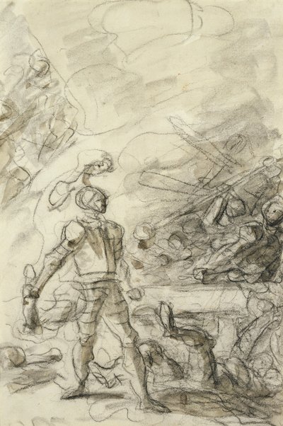 Orlando alistaa ryöstön palomerkillä (kynä ja mustetta, liitu ja pesu paperille) tekijältä Jean Honore Fragonard